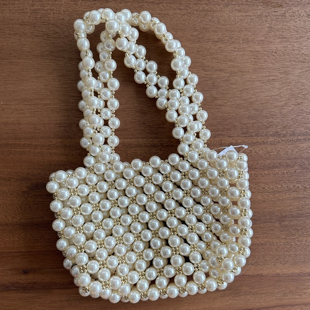NWT Pearl Beaded Top Handle Bag